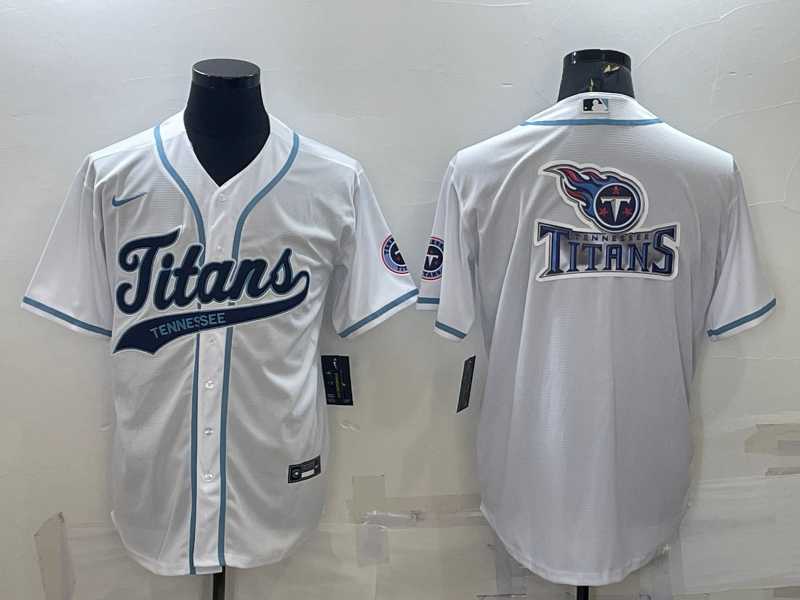 Men%27s Tennessee Titans White Team Big Logo With Patch Cool Base Stitched Baseball Jersey->houston texans->NFL Jersey